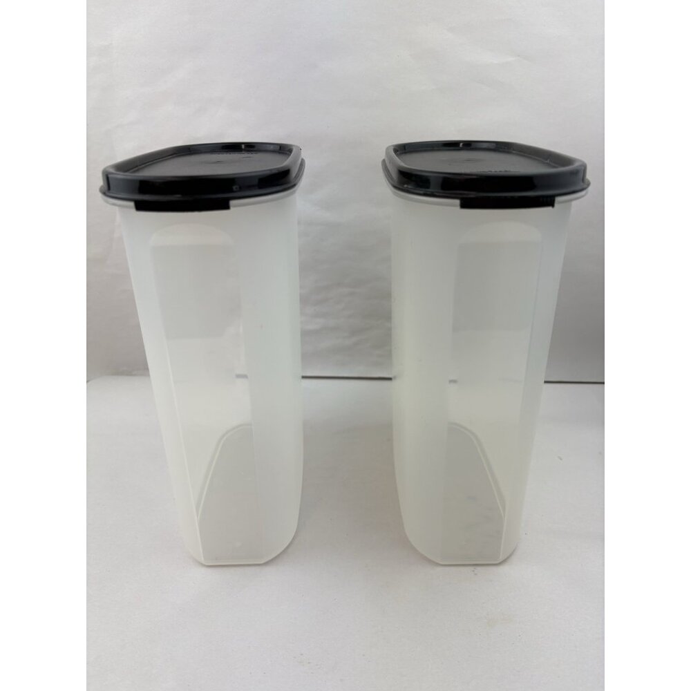 2-Tupperware Modular Mates Oval #4 Container 9.7 cup / 2.3L Flat Black Seal